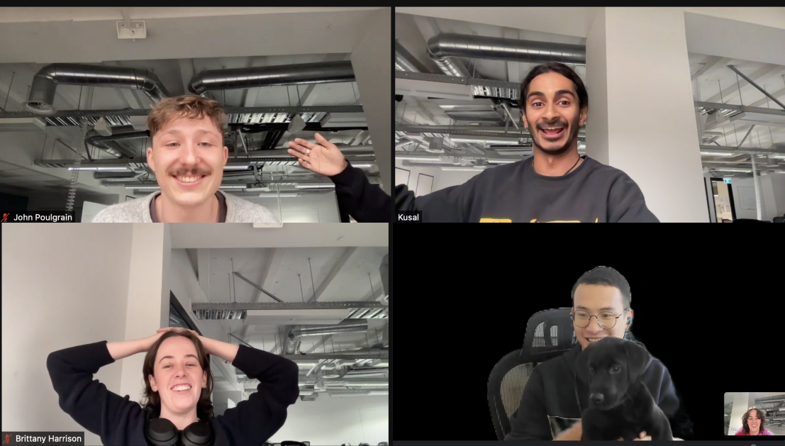 A screenshot of the team and I in a video call